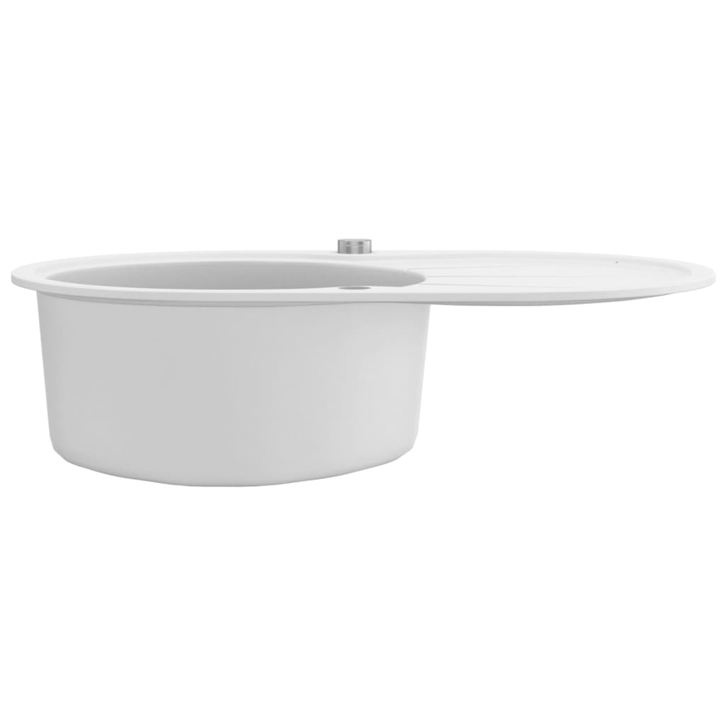 vidaXL Granite Kitchen Sink Single Basin Oval White