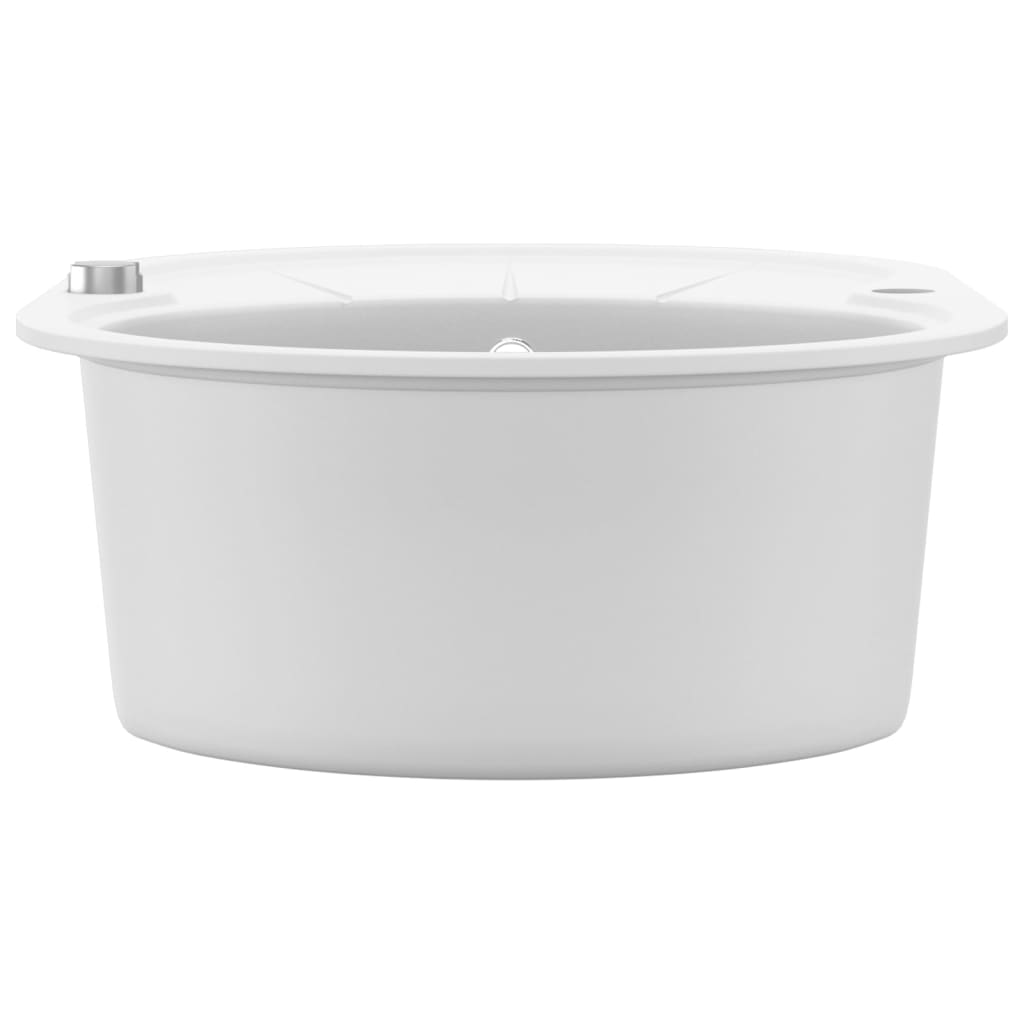 vidaXL Granite Kitchen Sink Single Basin Oval White