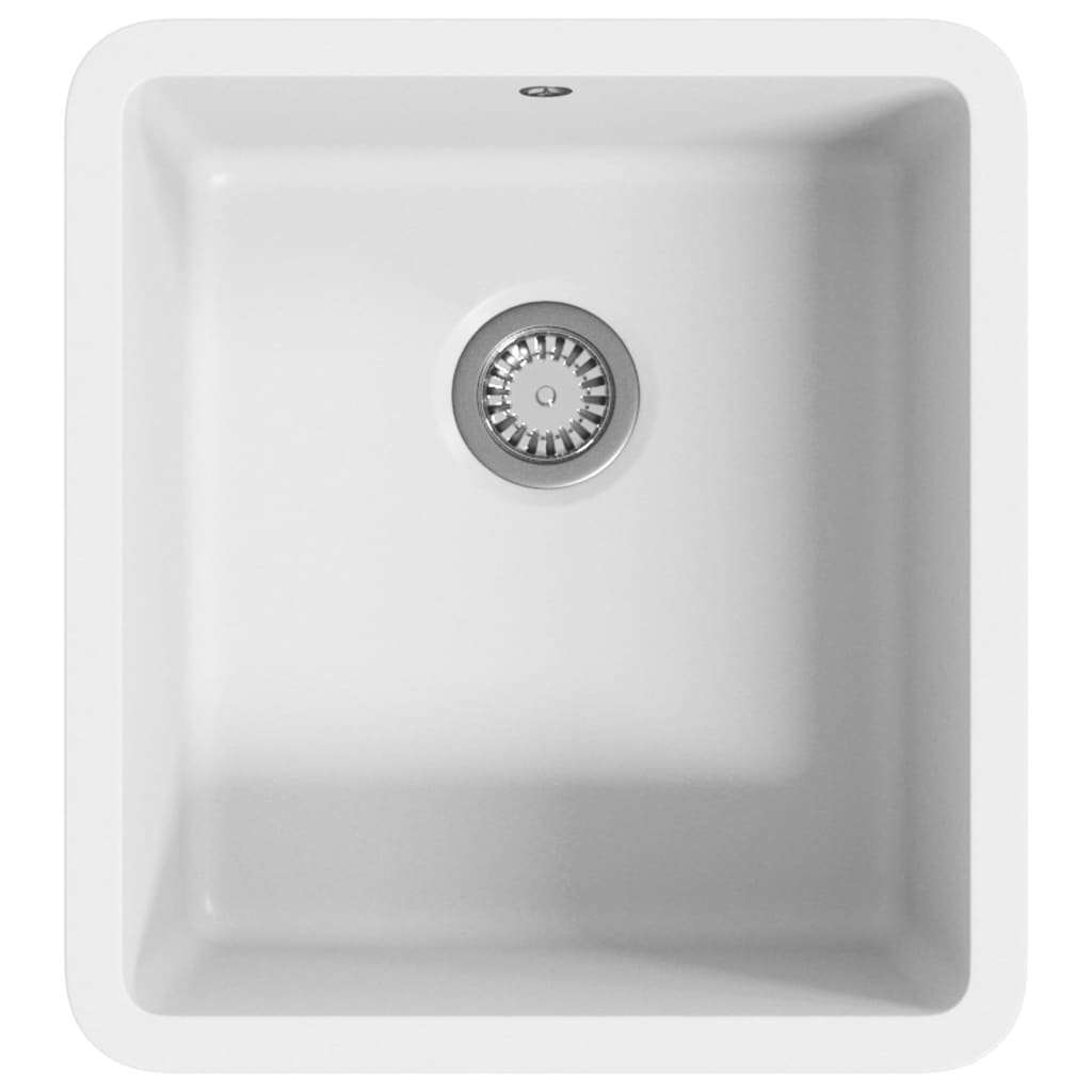 vidaXL Granite Kitchen Sink Single Basin White