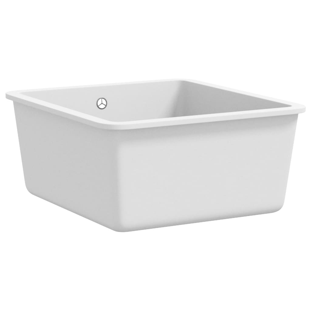 vidaXL Granite Kitchen Sink Single Basin White