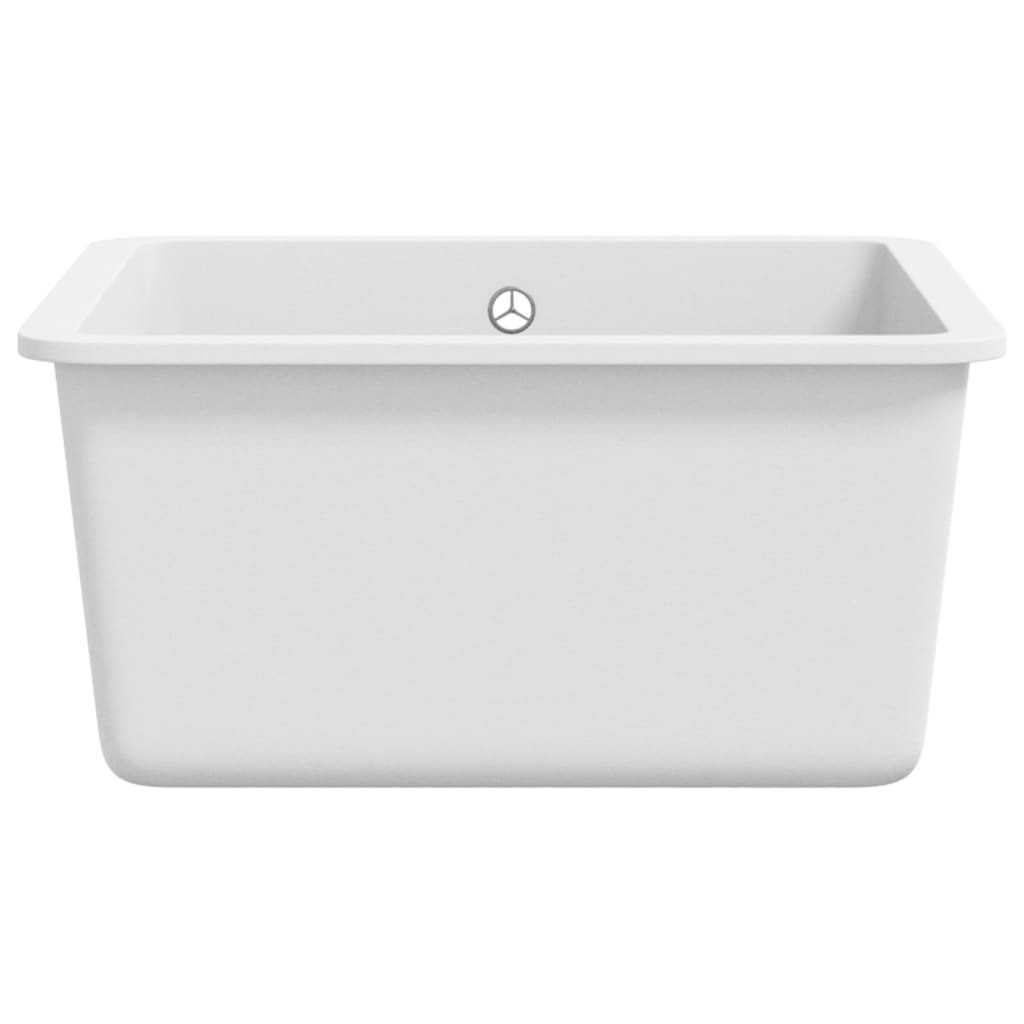 vidaXL Granite Kitchen Sink Single Basin White