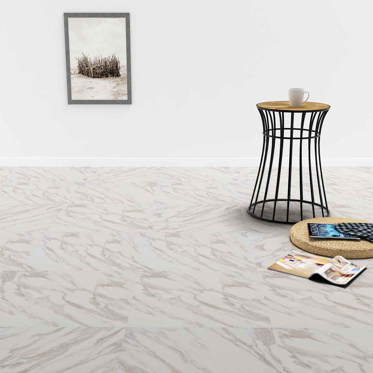 Flooring Planks 5.11 m² 55 pcs PVC White Marble