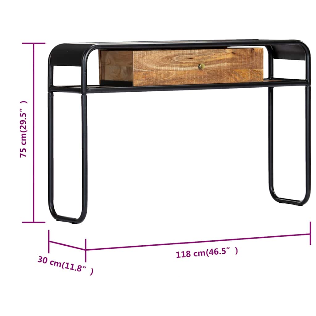 248102 vidaXL Console Table 118x30x75 cm Solid Mango Wood