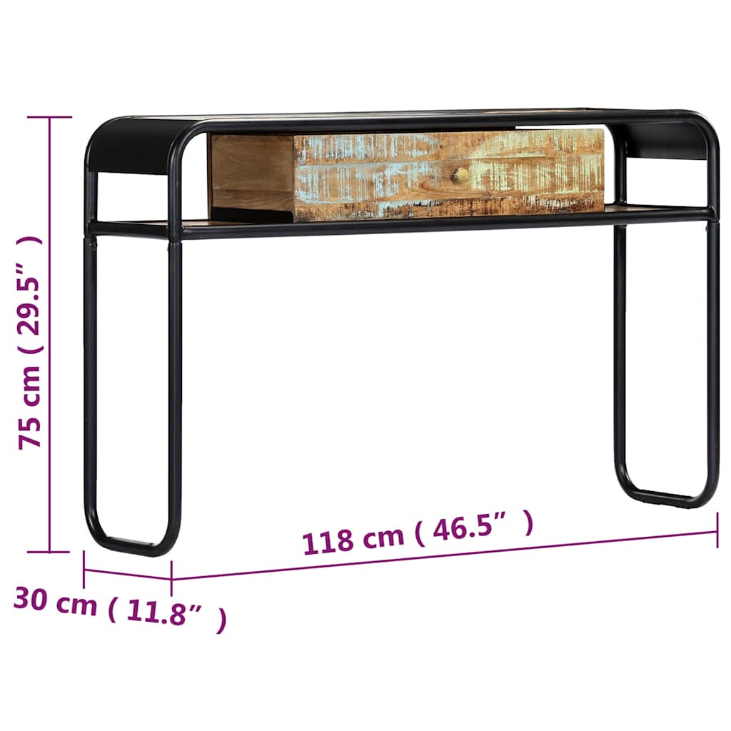 248103 vidaXL Console Table 118x30x75 cm Solid Reclaimed Wood