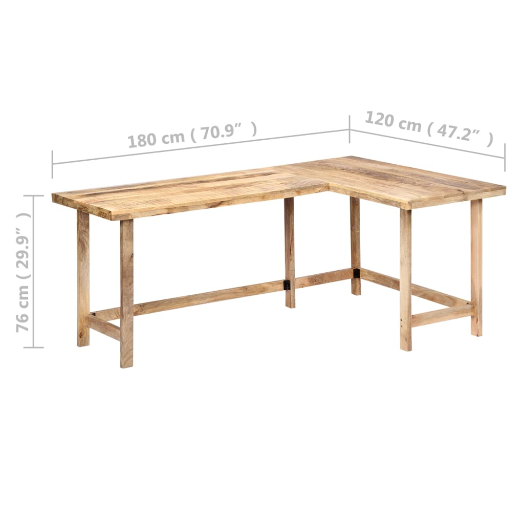 vidaXL Desk 180x120x76 cm Solid Mango Wood
