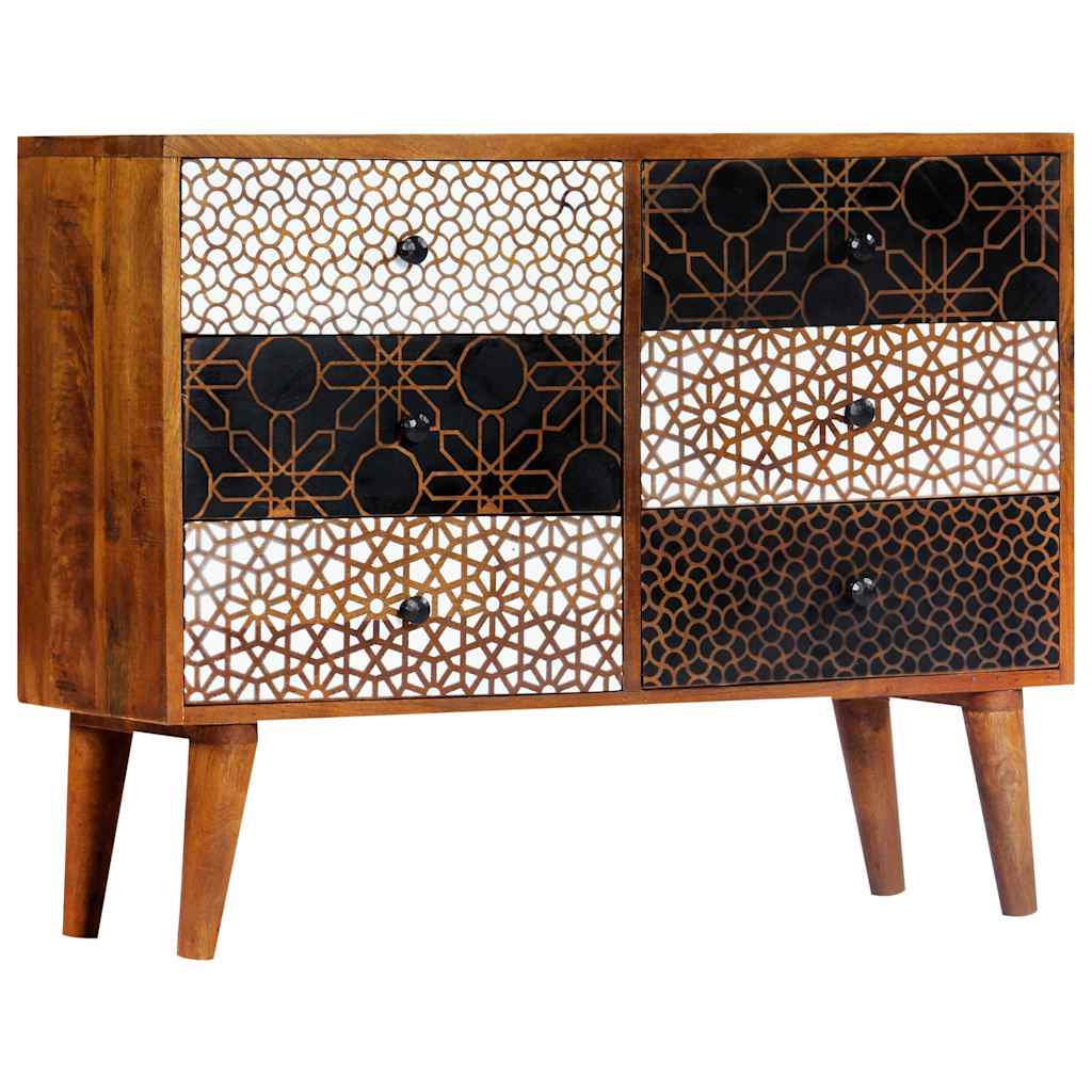 247916 vidaXL Sideboard with Printed Pattern 90x30x70 cm Solid Mango Wood