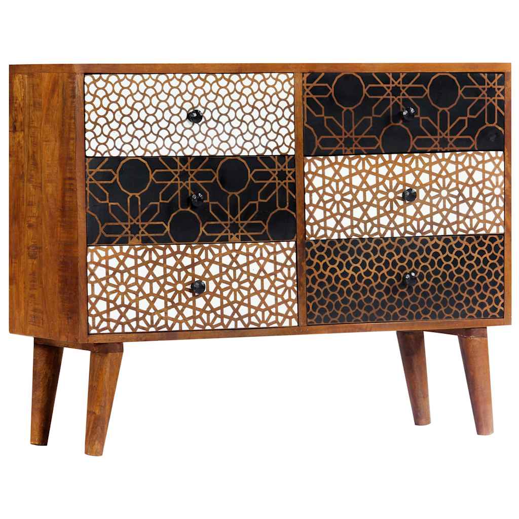 247916 vidaXL Sideboard with Printed Pattern 90x30x70 cm Solid Mango Wood