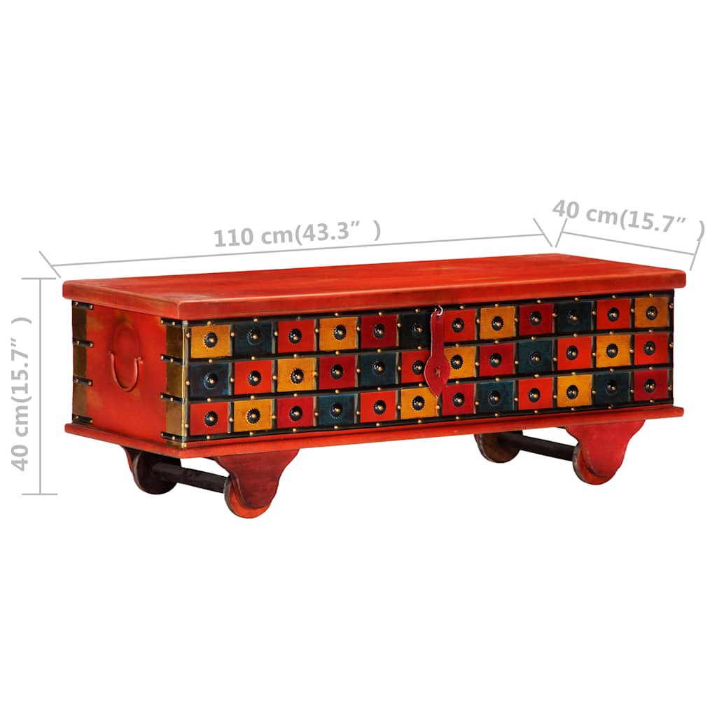247669 vidaXL Storage Box Red 110x40x40 cm Solid Acacia Wood