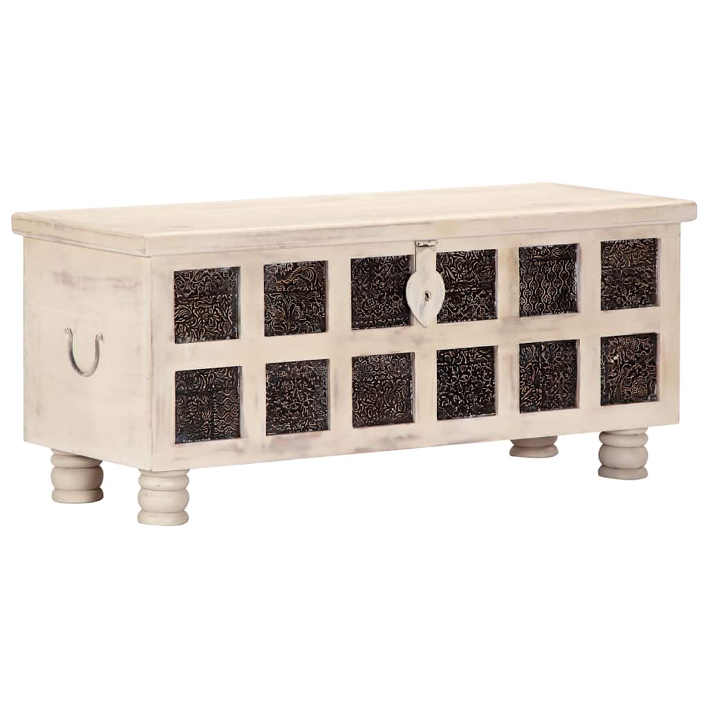247670 vidaXL Storage Box White 110x40x45 cm Solid Acacia Wood