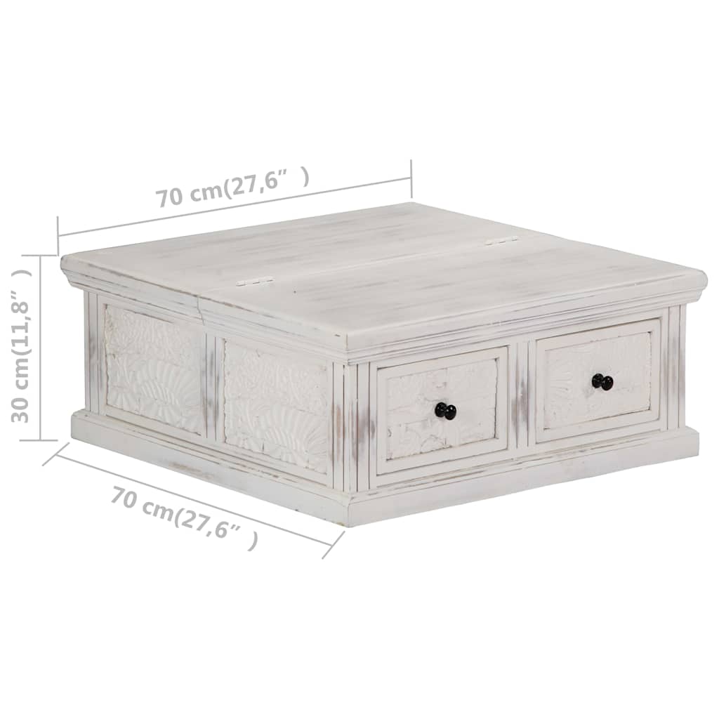 Coffee Table White 70x70x30 cm Solid Mango Wood