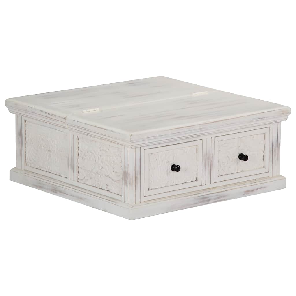 Coffee Table White 70x70x30 cm Solid Mango Wood