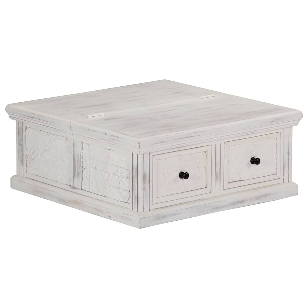 Coffee Table White 70x70x30 cm Solid Mango Wood