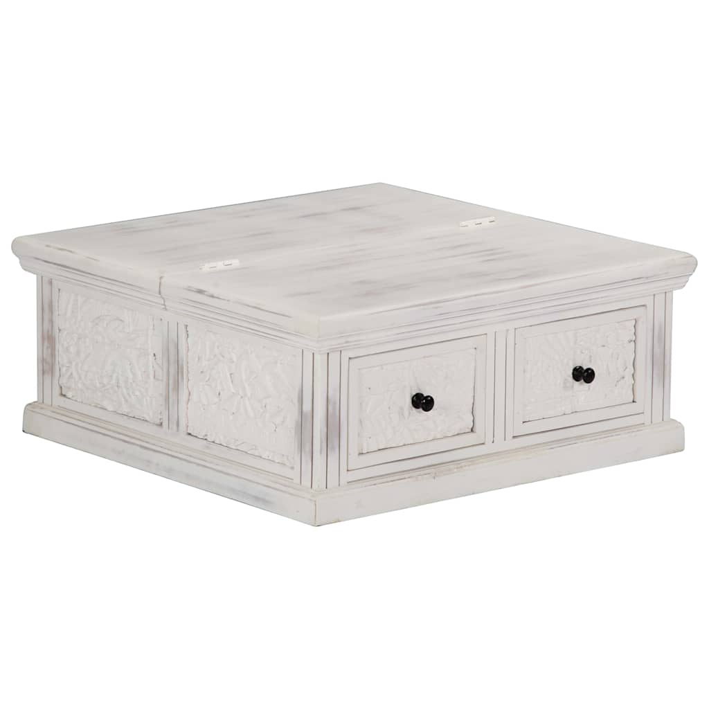 Coffee Table White 70x70x30 cm Solid Mango Wood