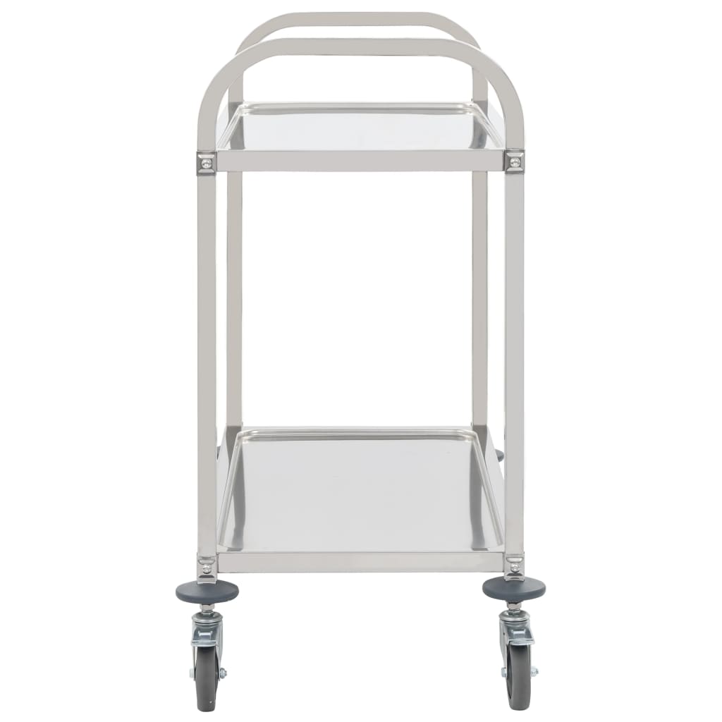 vidaXL 2-Tier Kitchen Trolley 96.5x55x90 cm Stainless Steel