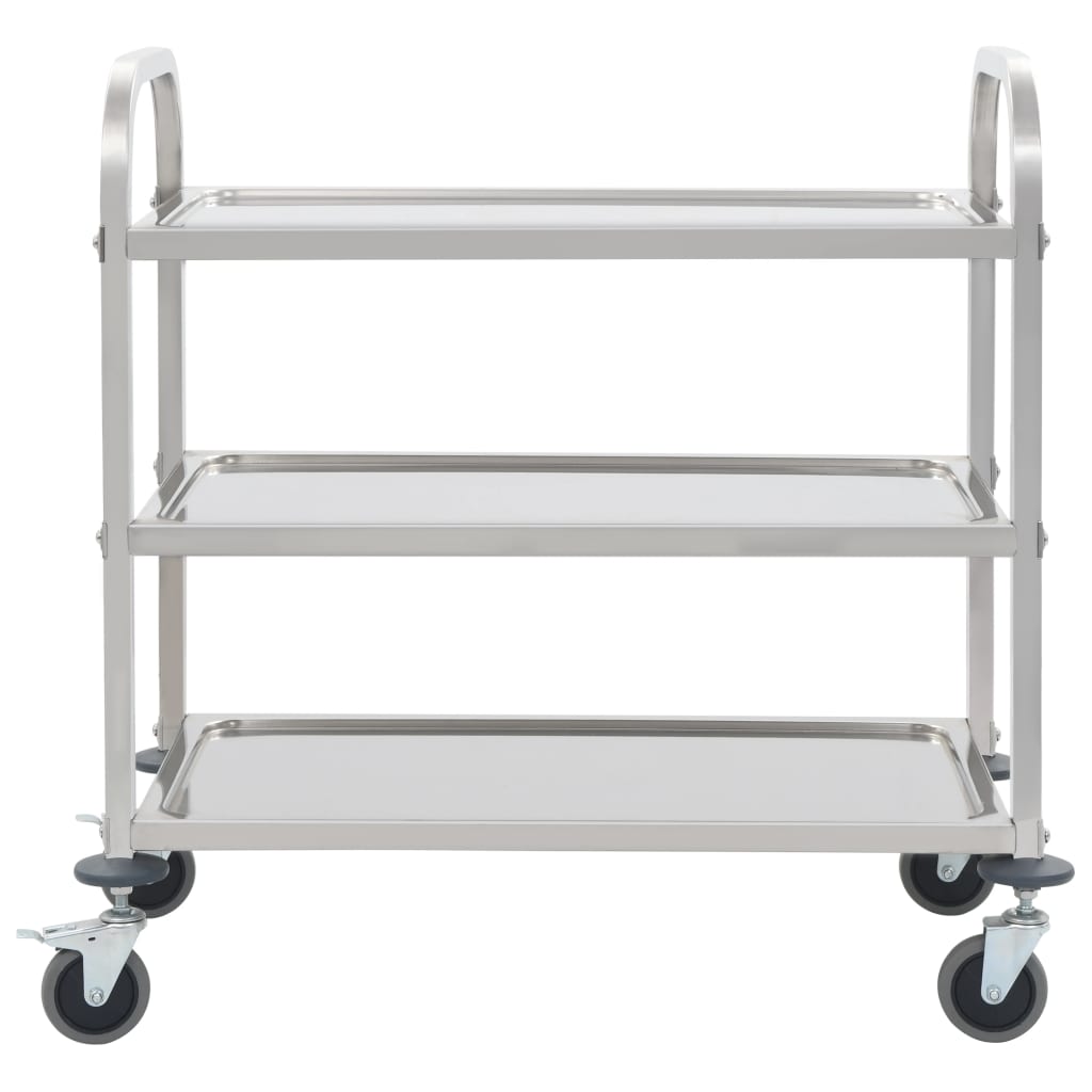 vidaXL 3-Tier Kitchen Trolley 96.5x55x90 cm Stainless Steel