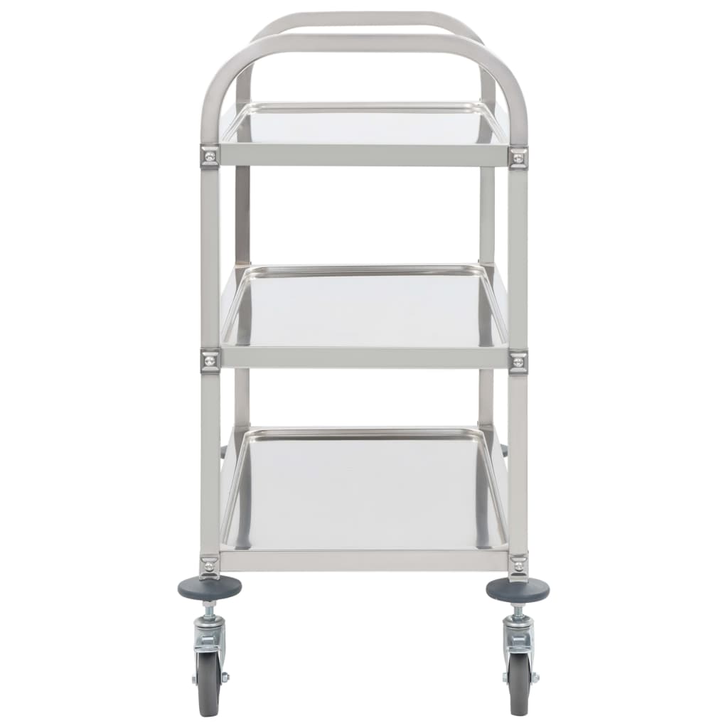 vidaXL 3-Tier Kitchen Trolley 96.5x55x90 cm Stainless Steel