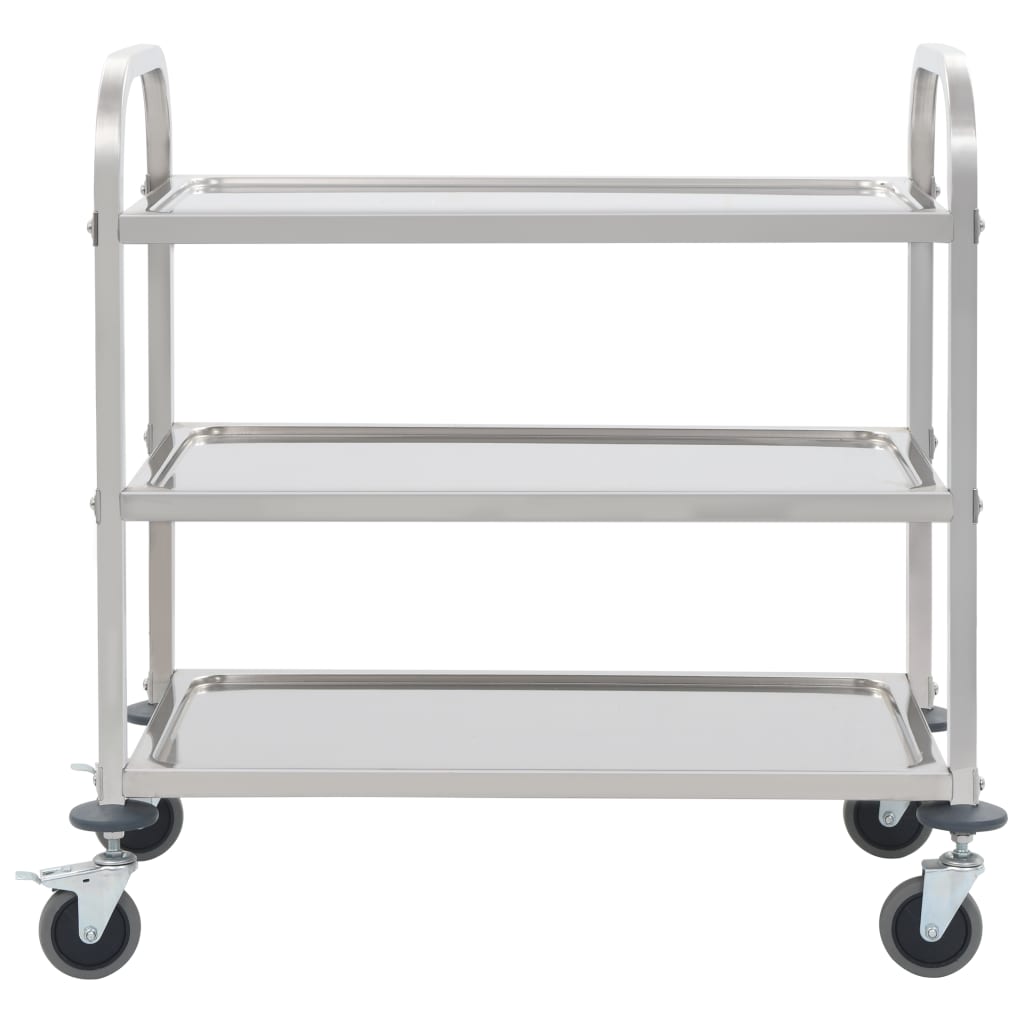 vidaXL 3-Tier Kitchen Trolley 95x45x83.5 cm Stainless Steel