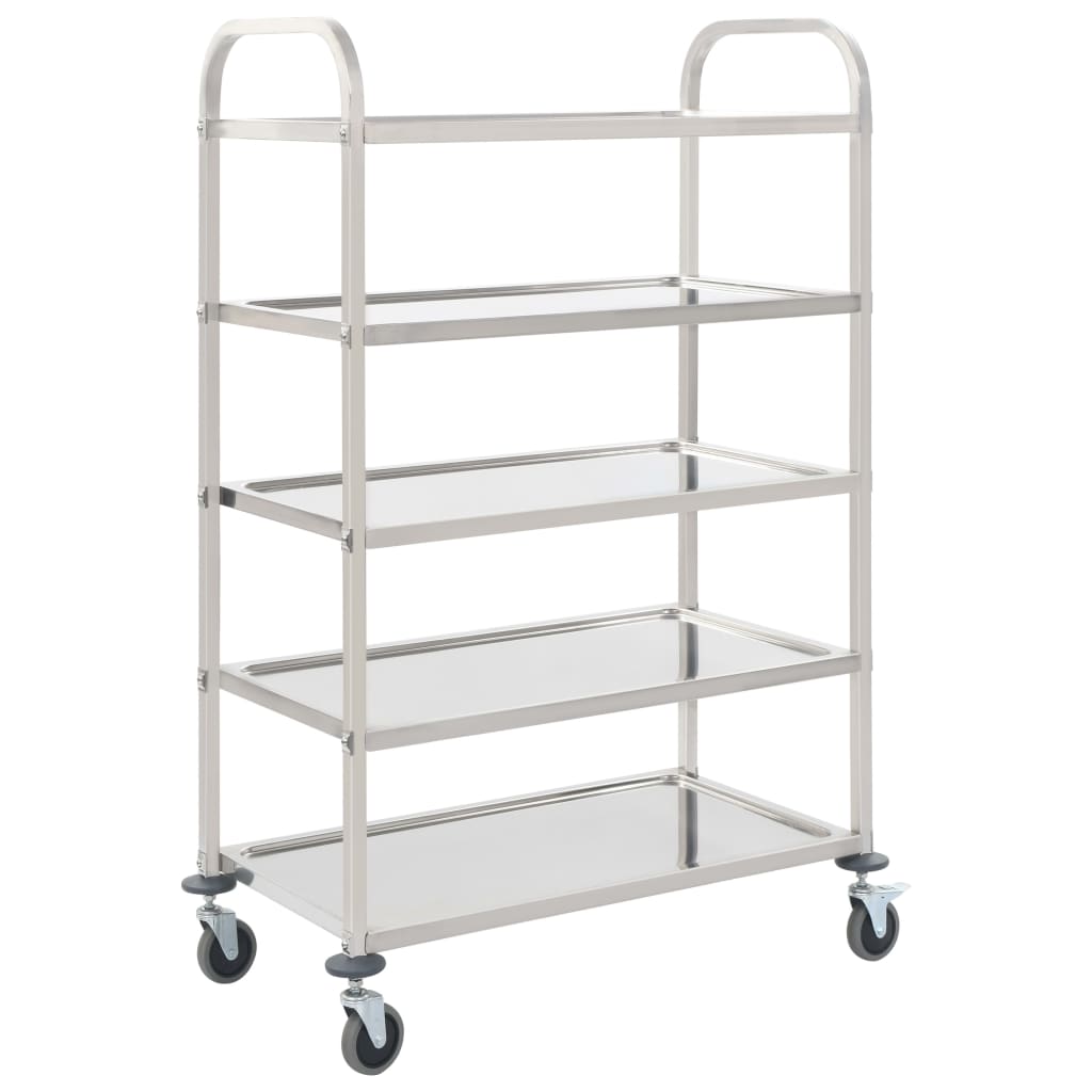 vidaXL 5-Tier Kitchen Trolley 107x55x147 cm Stainless Steel