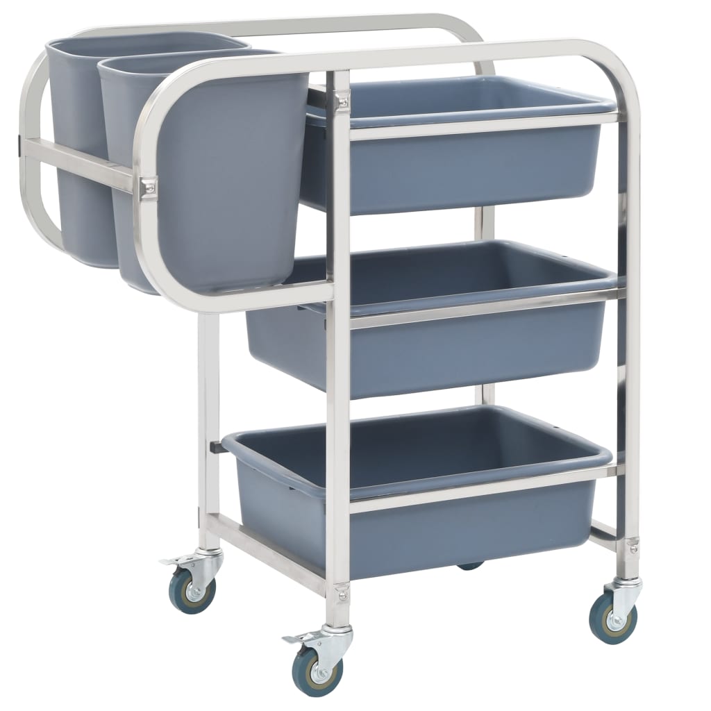 vidaXL Kitchen Cart with Plastic Containers 82x43.5x92 cm