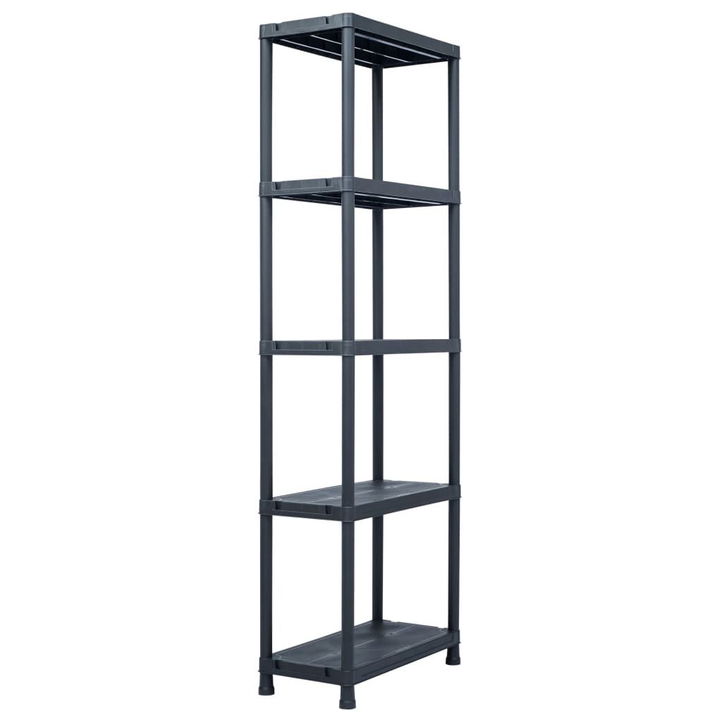 vidaXL Storage Shelf Racks 5 pcs Black 125 kg 60x30x180 cm Plastic