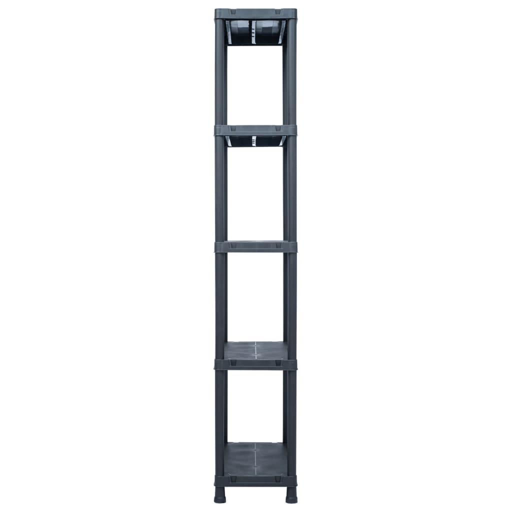 vidaXL Storage Shelf Racks 5 pcs Black 125 kg 60x30x180 cm Plastic