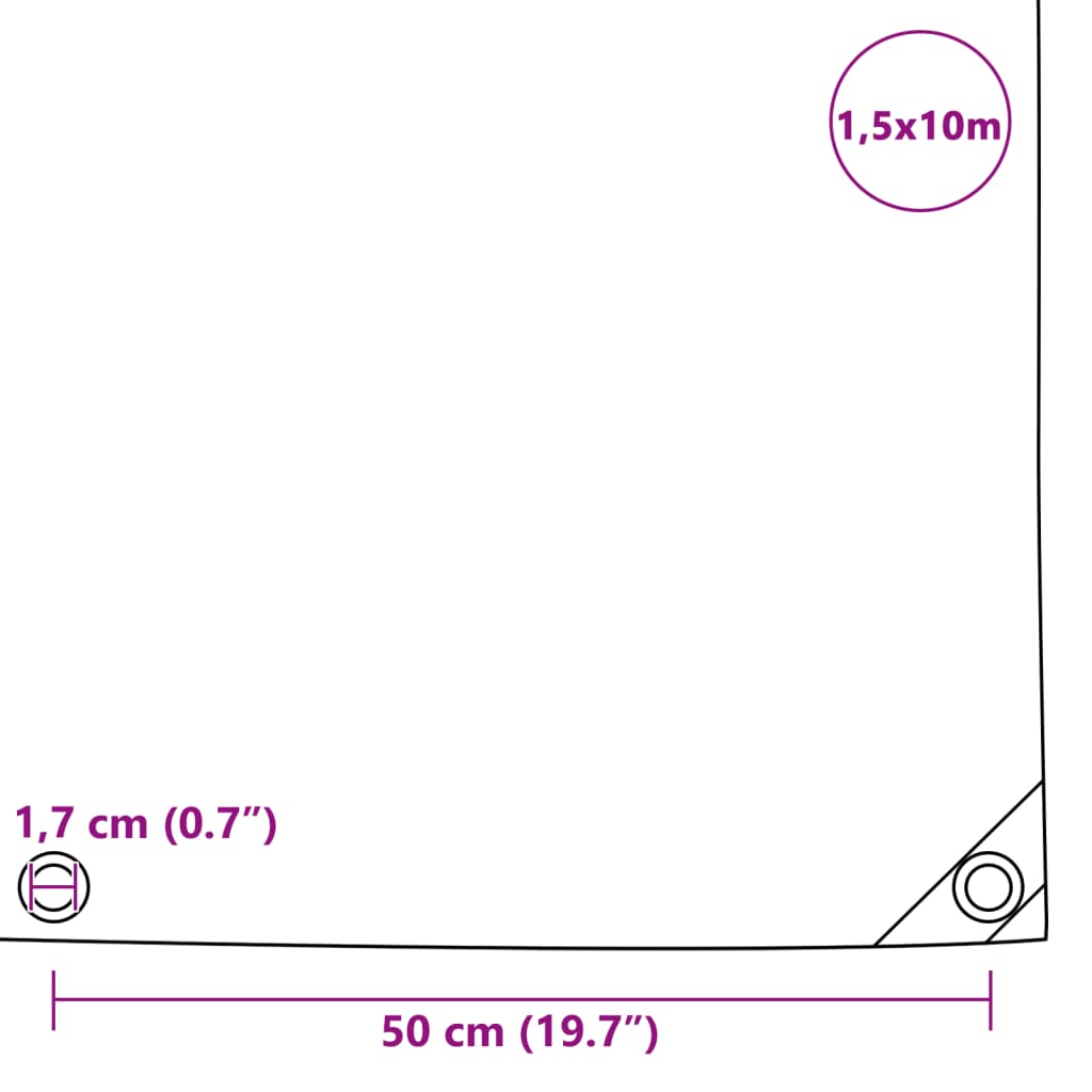 vidaXL Tarpaulin 650 g/m² 1.5x10 m Grey