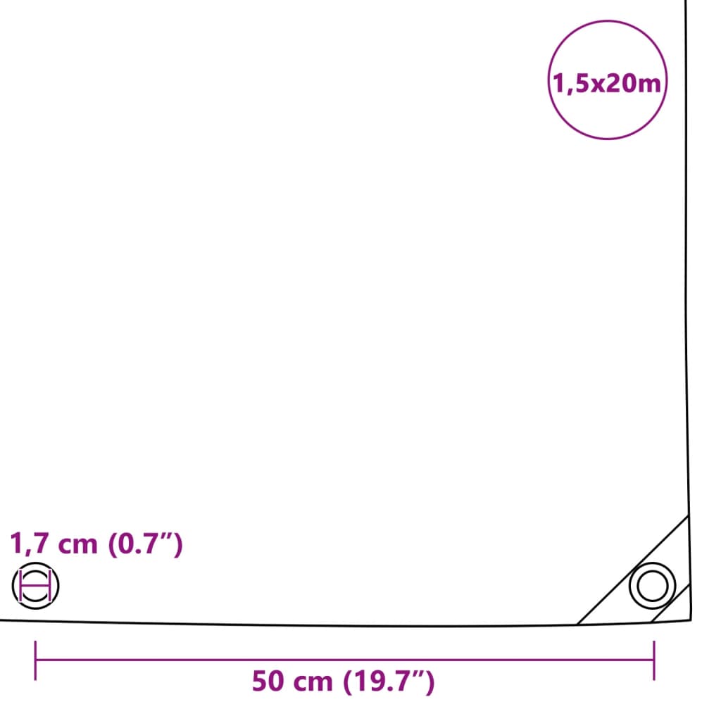 vidaXL Tarpaulin 650 g/m² 1.5x20 m Green