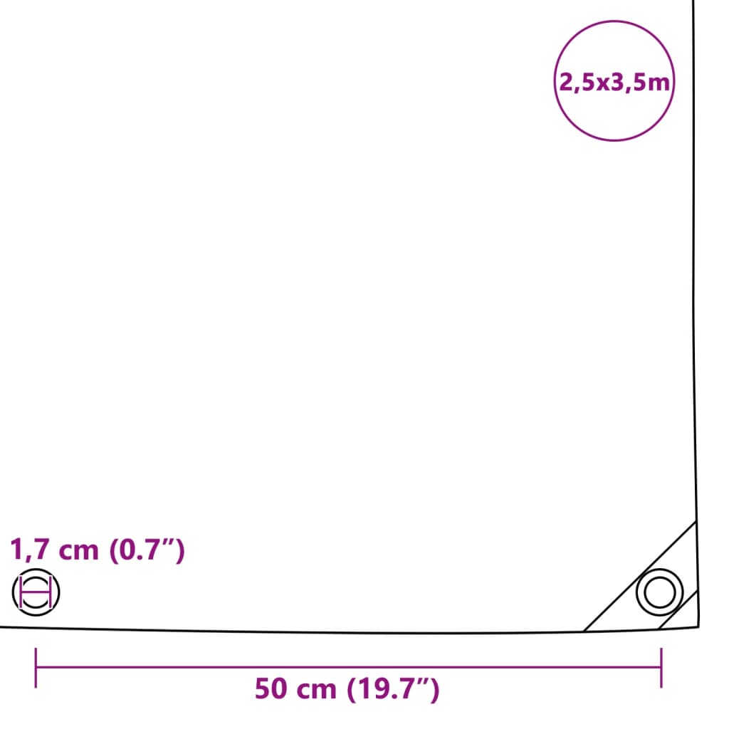 vidaXL Tarpaulin 650 g/m² 2.5x3.5 m Green