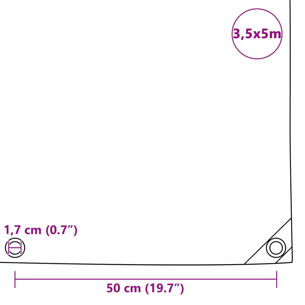 vidaXL Tarpaulin 650 g/m² 3.5x5 m Green