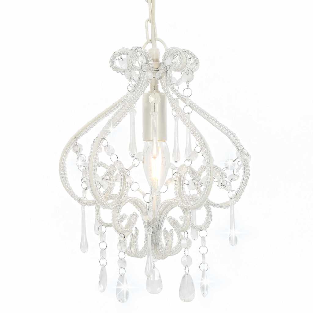 281593 vidaXL Ceiling Lamp with Beads White Round E14