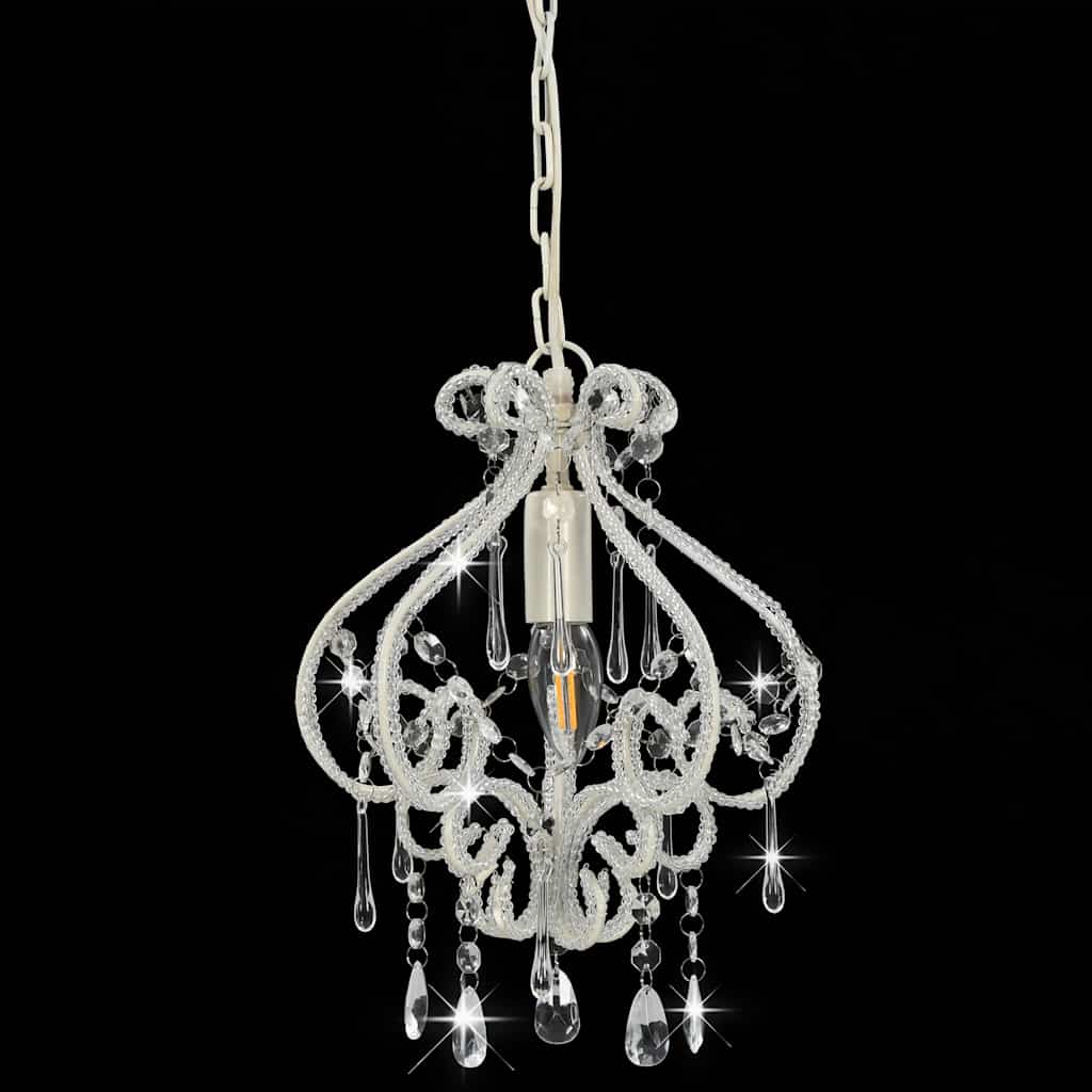 281593 vidaXL Ceiling Lamp with Beads White Round E14