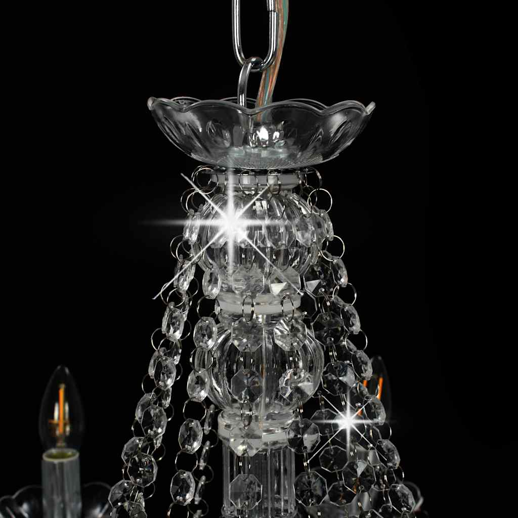 Chandelier with Beads Silver 12 x E14 Bulbs