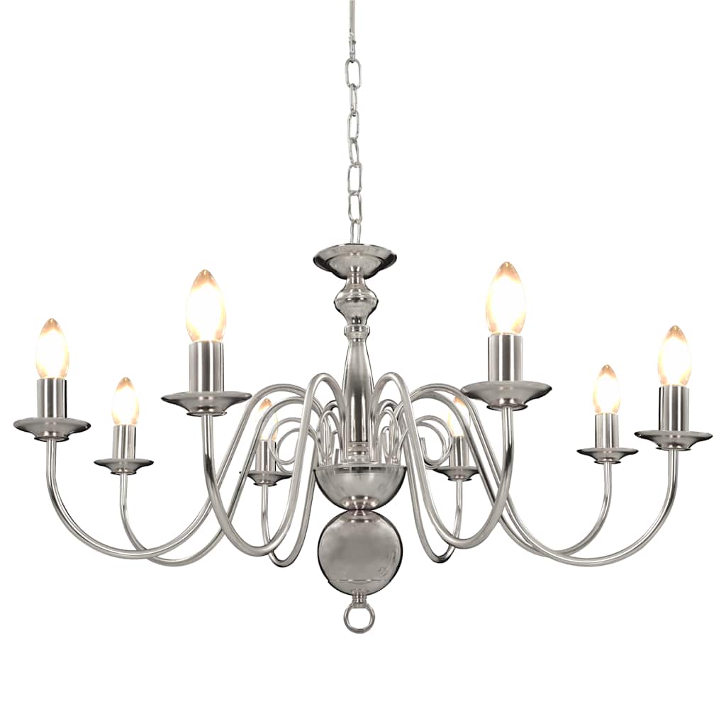 281618 vidaXL Chandelier Silver 8 x E14 Bulbs
