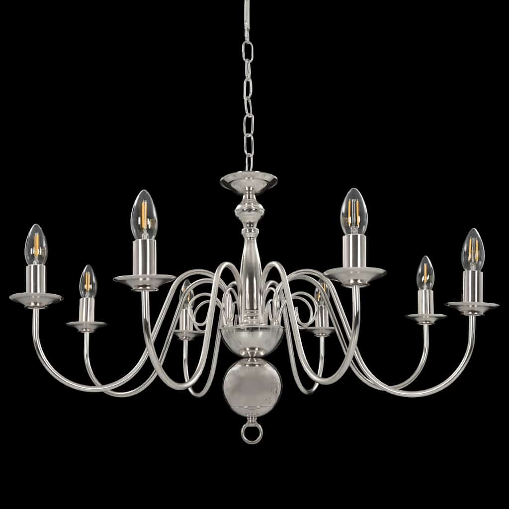 281618 vidaXL Chandelier Silver 8 x E14 Bulbs