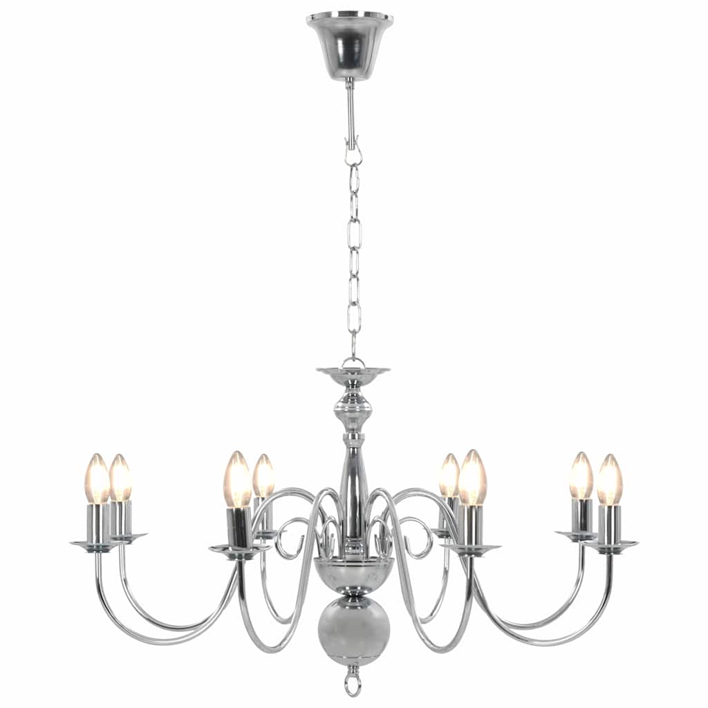 281618 vidaXL Chandelier Silver 8 x E14 Bulbs