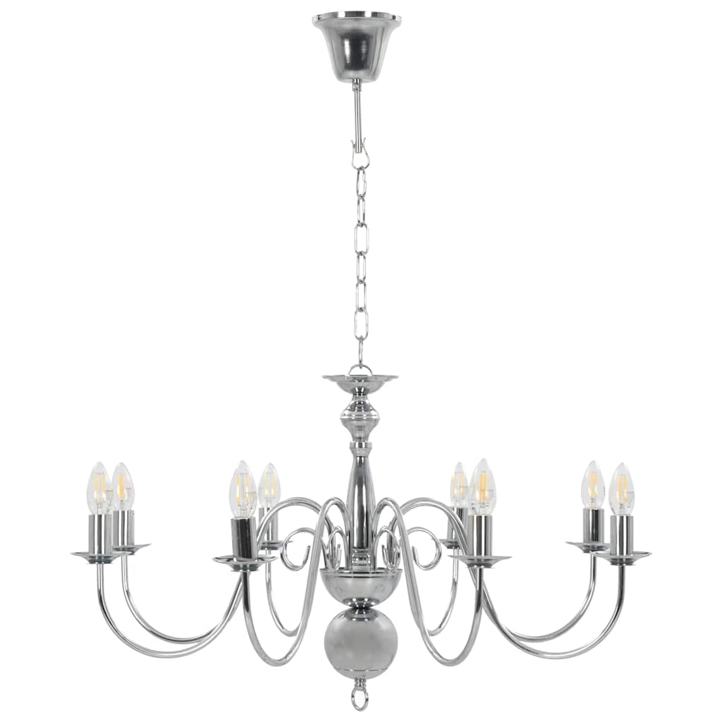 281618 vidaXL Chandelier Silver 8 x E14 Bulbs