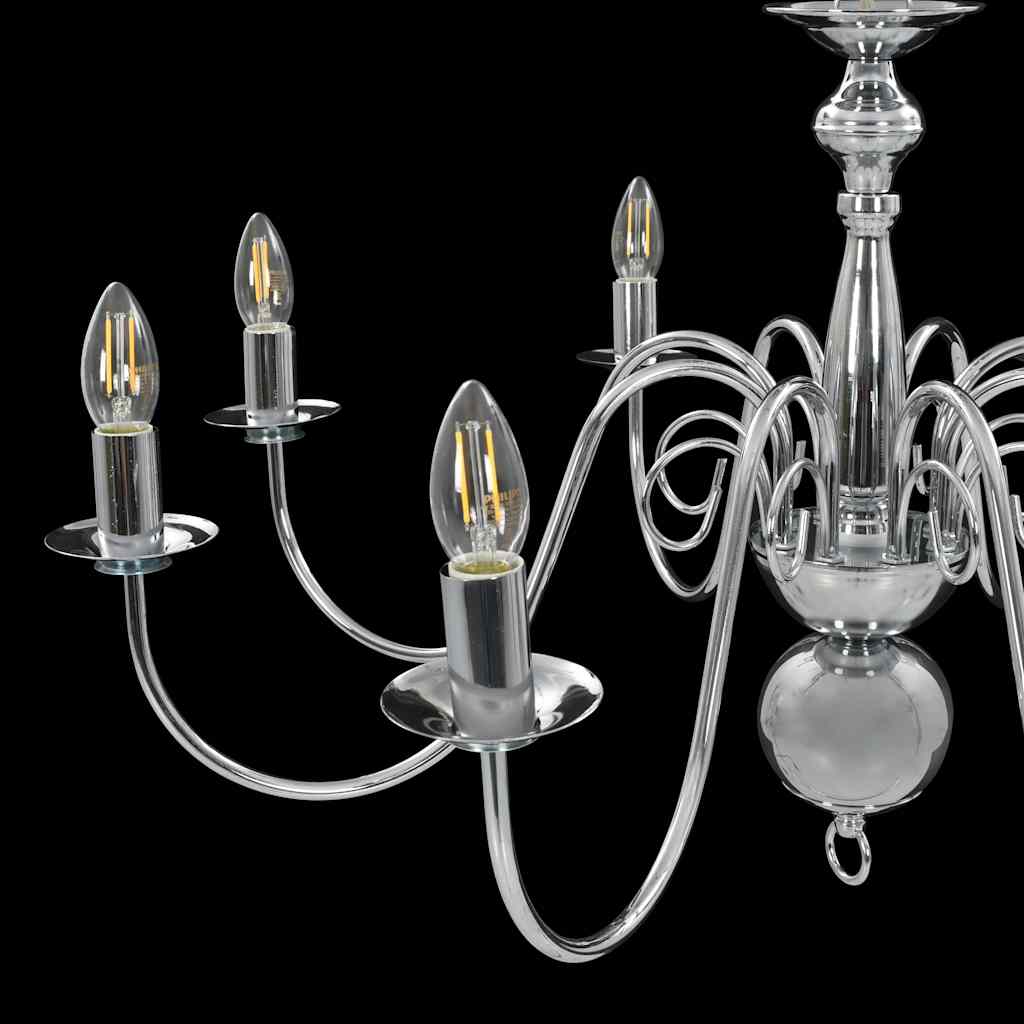 281618 vidaXL Chandelier Silver 8 x E14 Bulbs