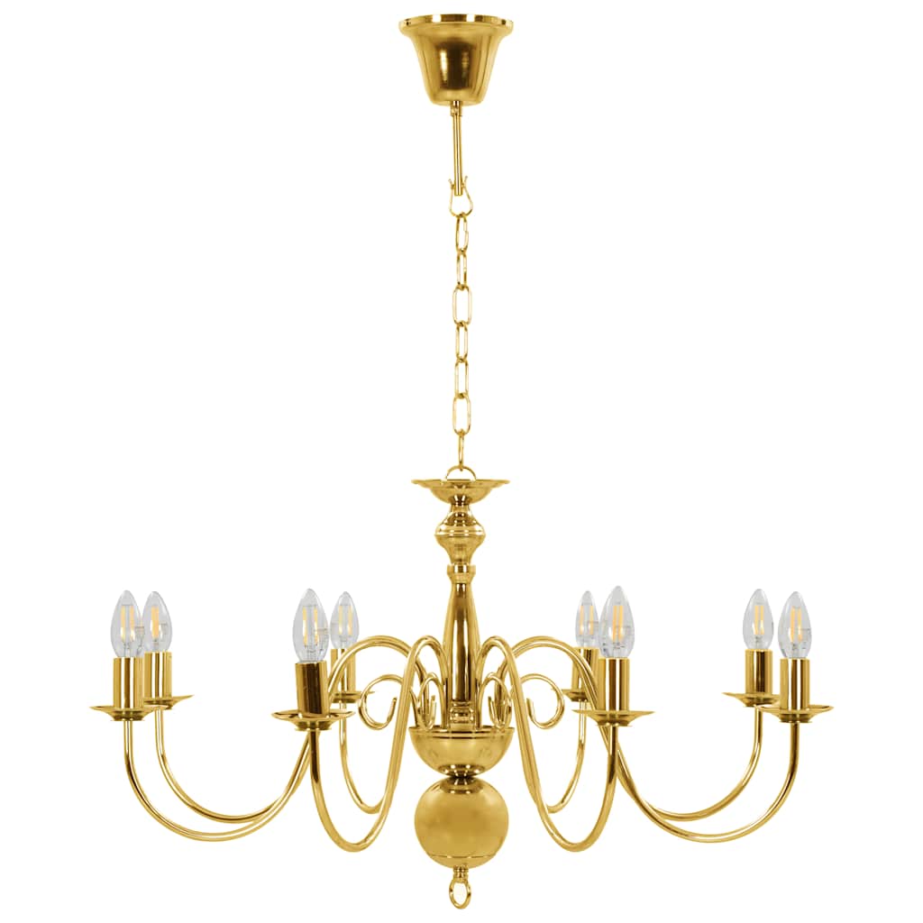 281619 vidaXL Chandelier Golden 8 x E14 Bulbs