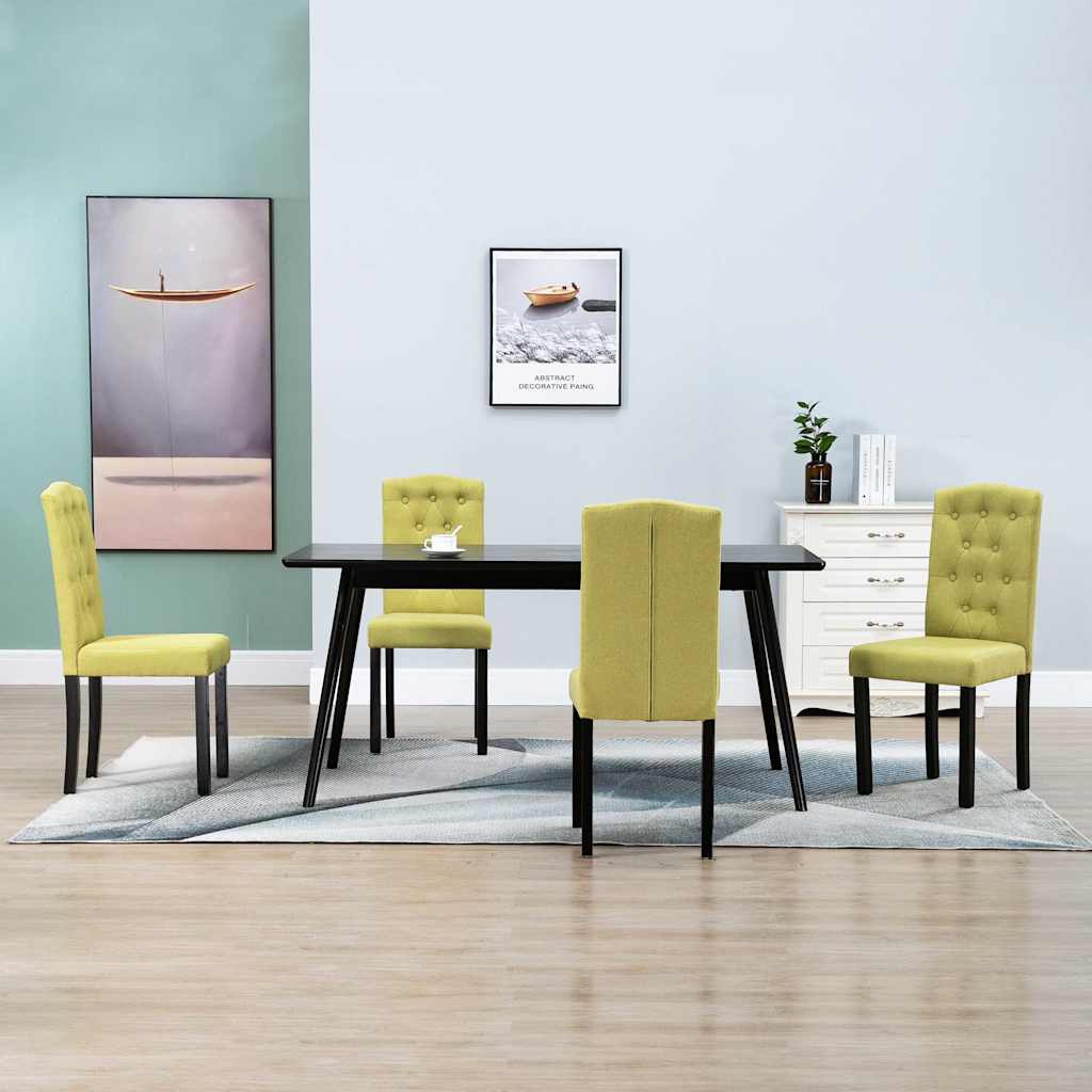 Dining Chairs 4 pcs Green Fabric