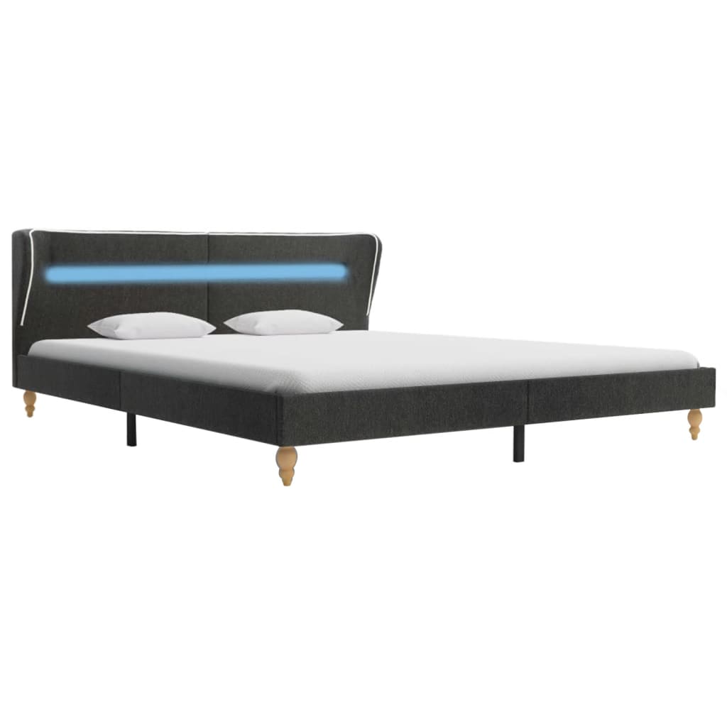 vidaXL Bed Frame with LED Dark Grey Burlap 180x200 cm Super King