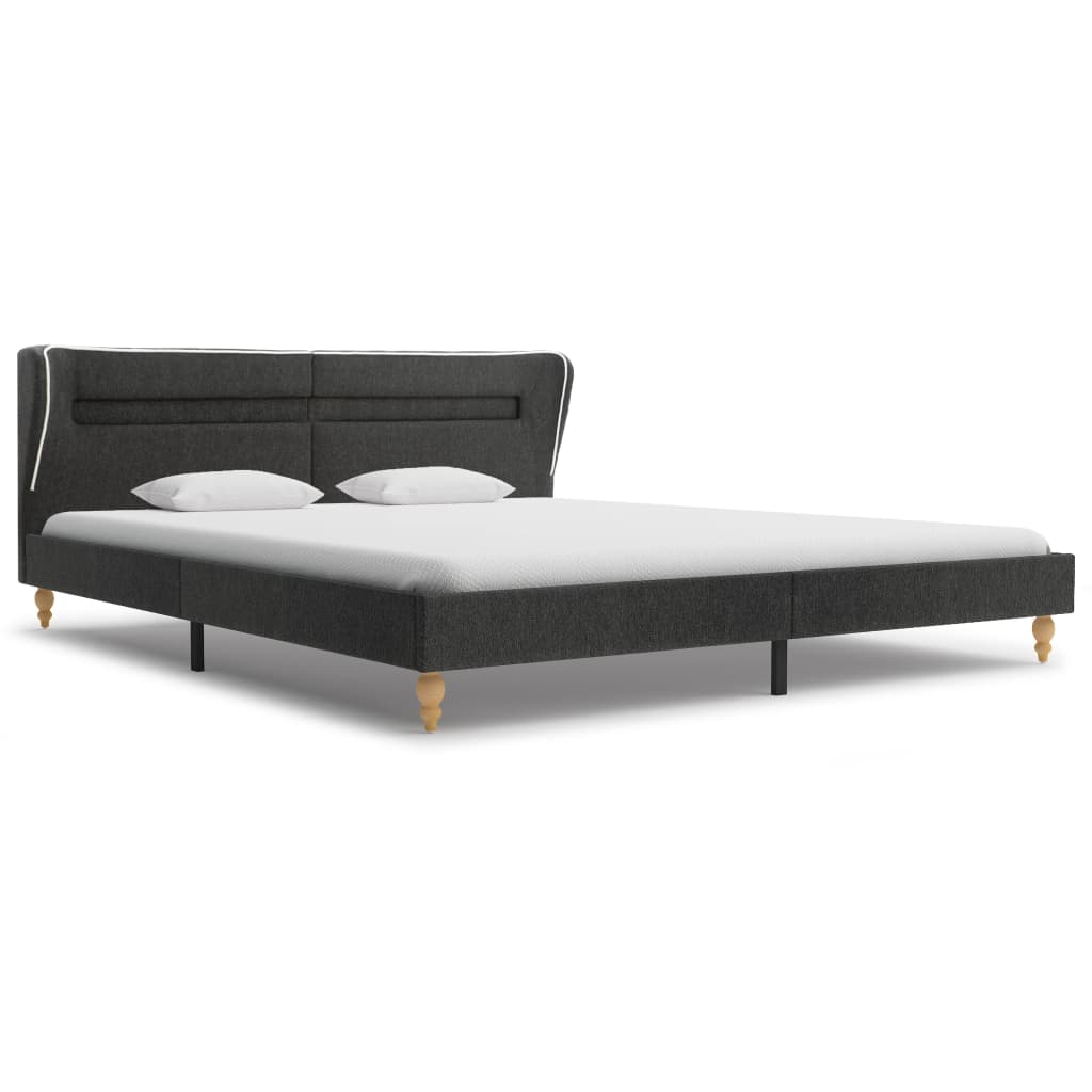 vidaXL Bed Frame with LED Dark Grey Burlap 180x200 cm Super King