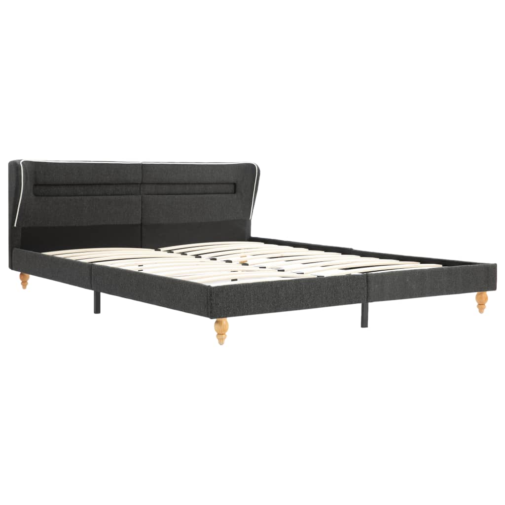 vidaXL Bed Frame with LED Dark Grey Burlap 180x200 cm Super King