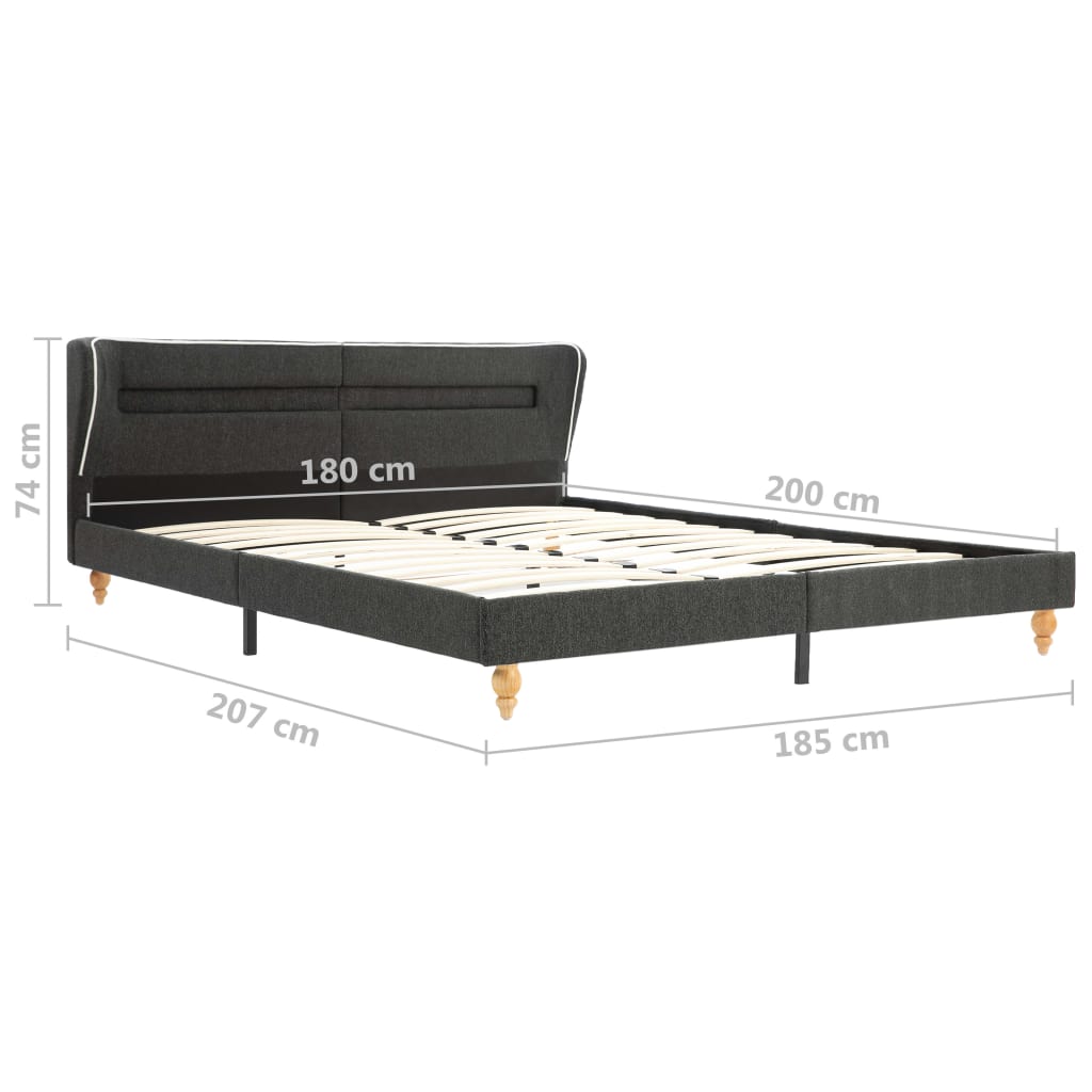 vidaXL Bed Frame with LED Dark Grey Burlap 180x200 cm Super King