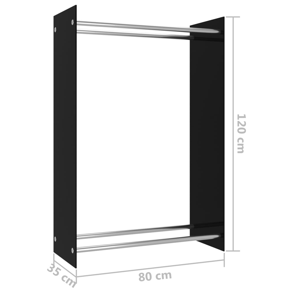 vidaXL Firewood Rack Black 80x35x120 cm Glass