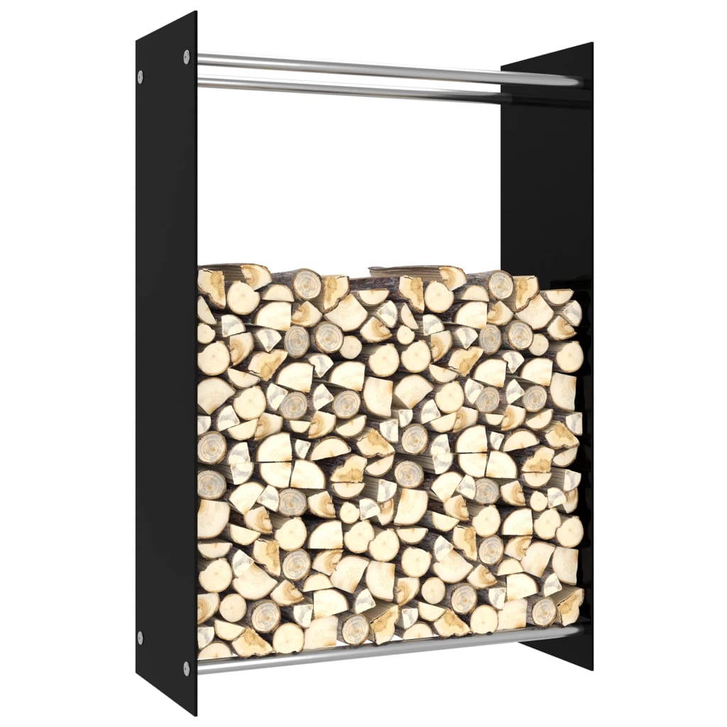 vidaXL Firewood Rack Black 80x35x120 cm Glass