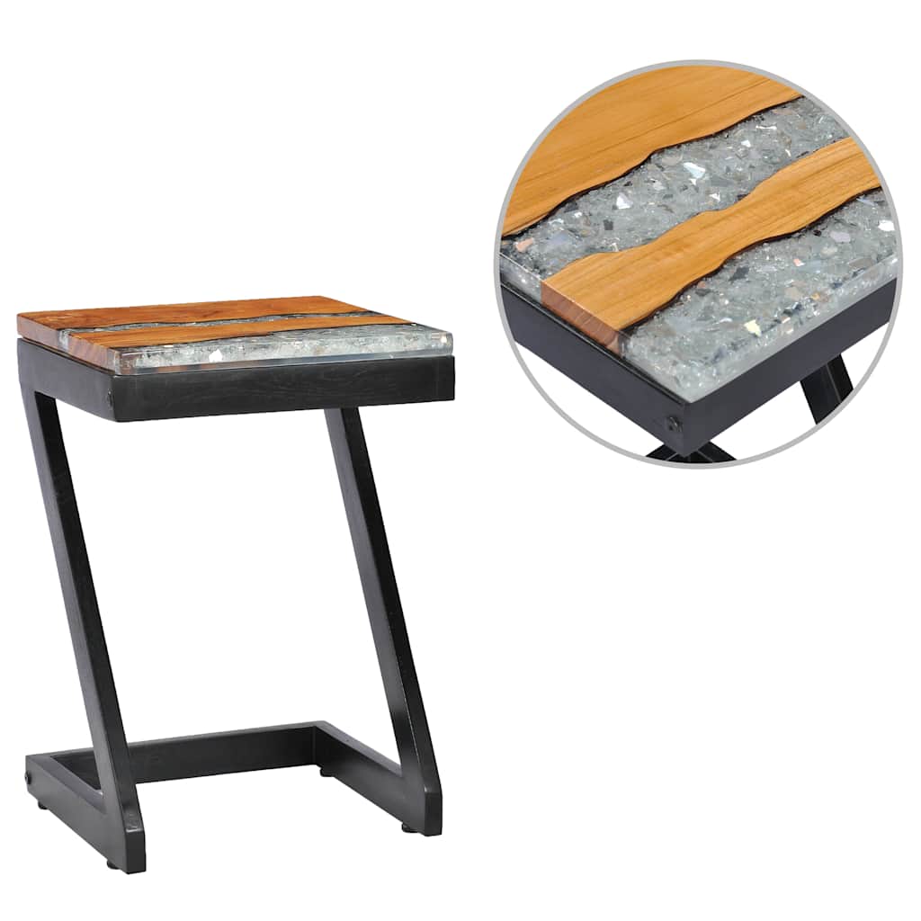 281649 vidaXL Coffee Table 30x30x50 cm Solid Teak Wood and Polyresin