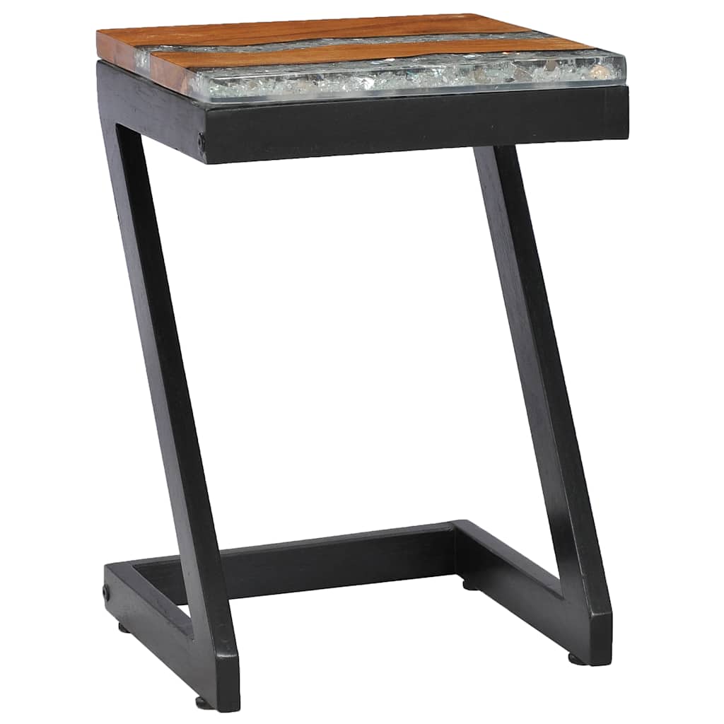 281649 vidaXL Coffee Table 30x30x50 cm Solid Teak Wood and Polyresin