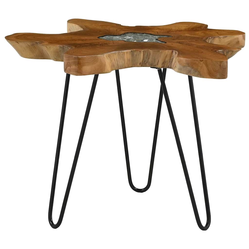 281651 vidaXL Coffee Table 70x45 cm Solid Teak Wood and Polyresin