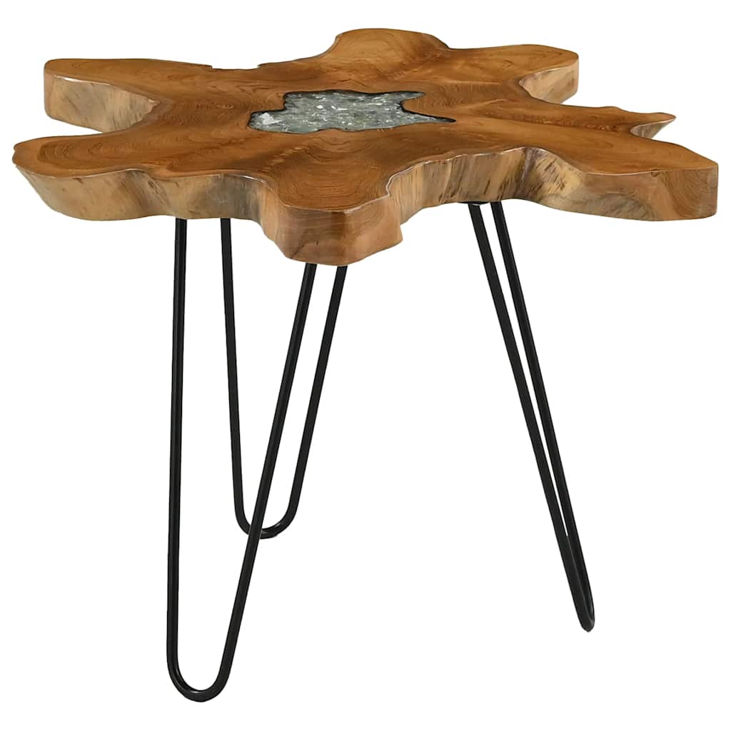 281651 vidaXL Coffee Table 70x45 cm Solid Teak Wood and Polyresin