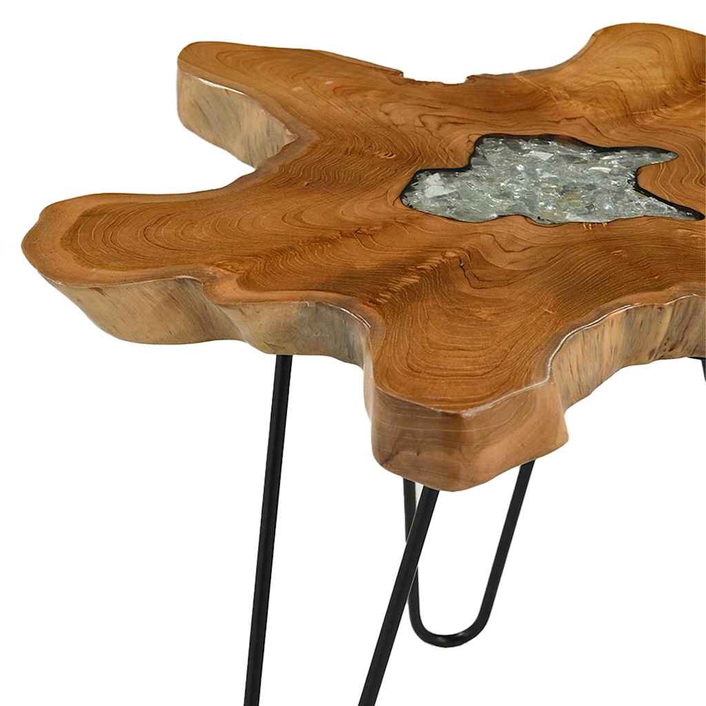 281651 vidaXL Coffee Table 70x45 cm Solid Teak Wood and Polyresin